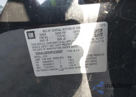 2015 Chevrolet Equinox Ls from USA, damaged, VIN 2GNALAEK9F6236097